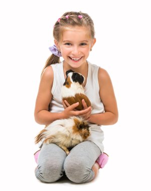 Cute girl with  cavy clipart