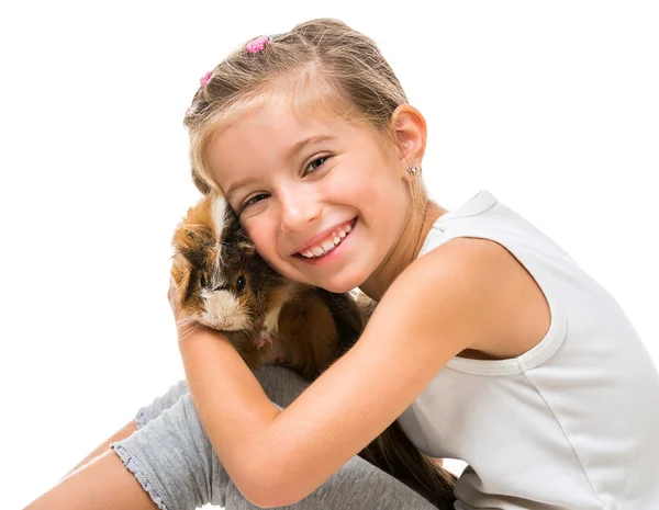 Cute girl with  cavy — Stock Photo, Image