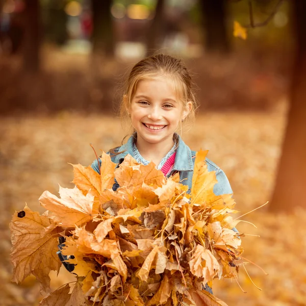 Sonbahar küçük kız portresi — Stok fotoğraf