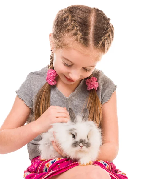 Little girl with a rabbit — Stock Photo, Image