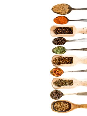 spoons with herbs and spices clipart