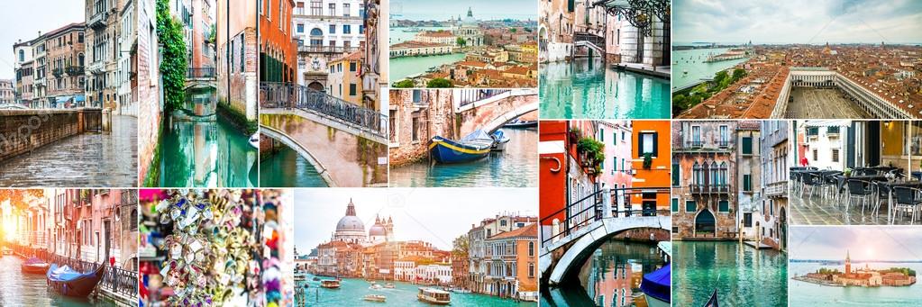 Collage of photos from Venice