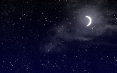 sky with stars and full moon clipart