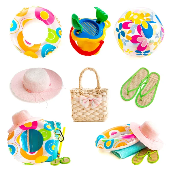 Foto collage spiaggia accessori — Foto Stock