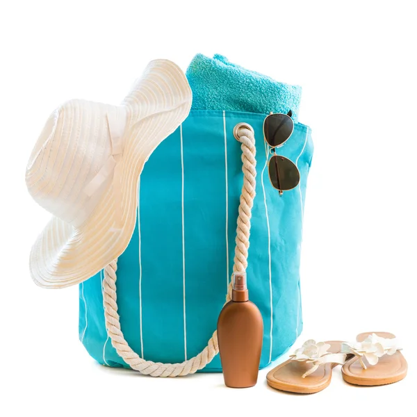 Sac avec accessoires de plage — Photo