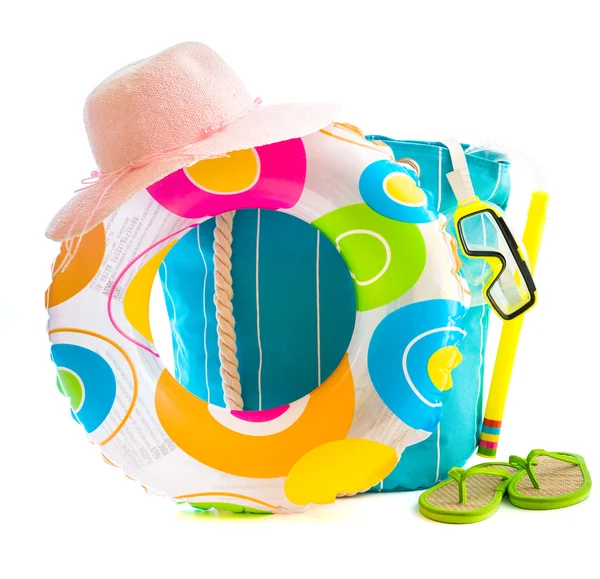 Borsa con accessori da spiaggia — Foto Stock