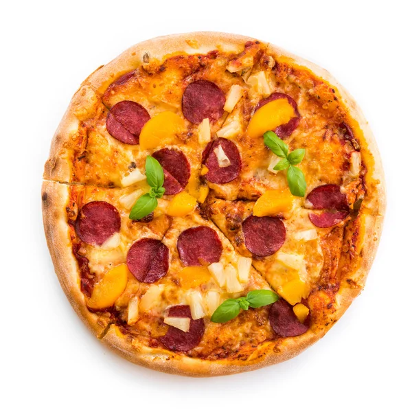 Pizza met ananas en peach — Stockfoto