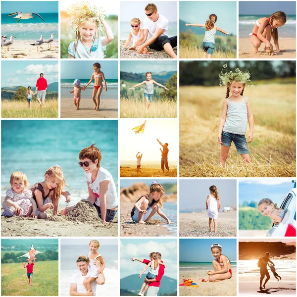 Colagem de férias de verão com a família — Fotografia de Stock