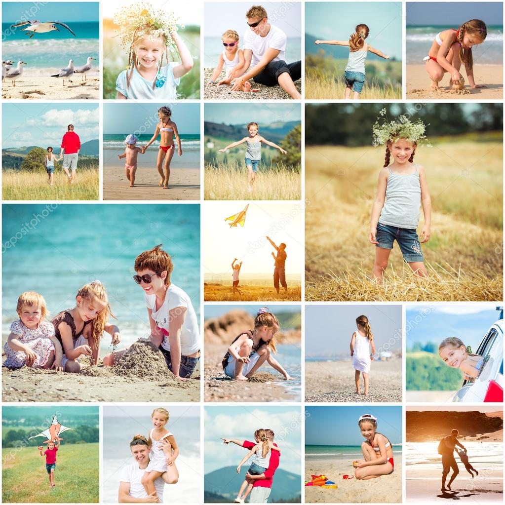 Collage of  summer vacation with  family