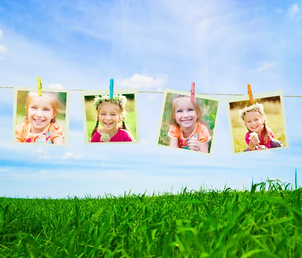 Foto-Collage von kleinen Mädchen — Stockfoto