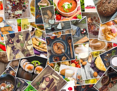 food photos on a wooden table clipart