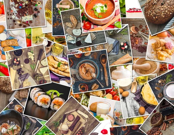 Fotos de alimentos en una mesa de madera —  Fotos de Stock