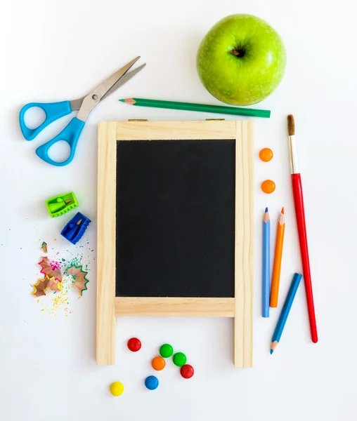 Group of school objects on a white background — Stock Photo, Image