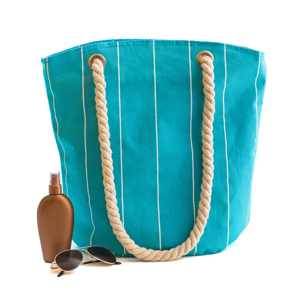 Bag with beach accessories — Stock Photo, Image