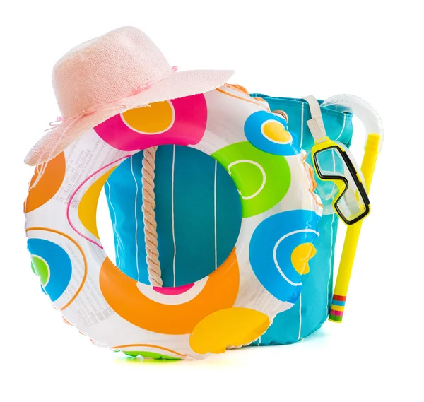 Bolsa con accesorios de playa — Foto de Stock