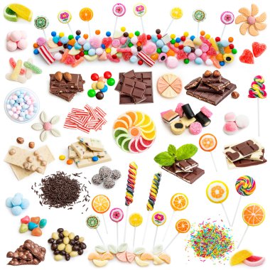 Collage of  chocolate and candies 