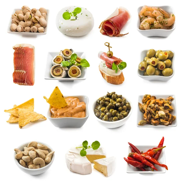 Photo collage of spanish tapas — Stockfoto