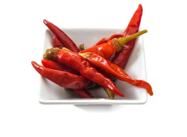 Pickled red hot chili  in  bowl 
