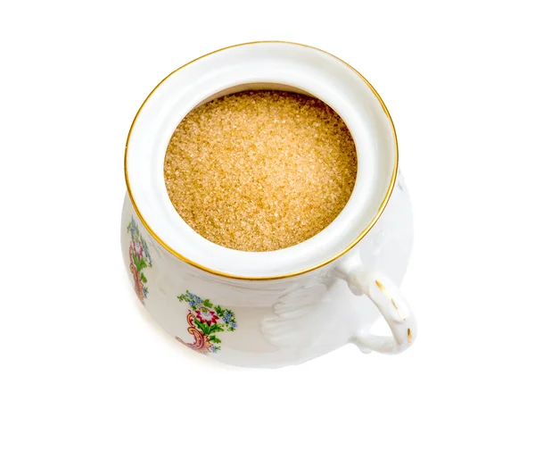 Brown sugar  in  sugar bowl — Φωτογραφία Αρχείου