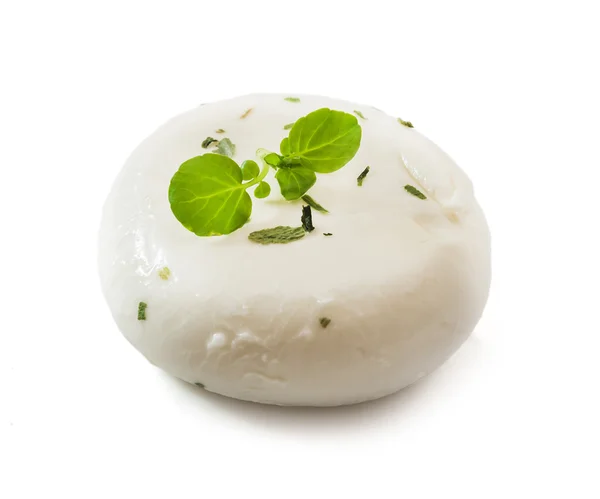 White mozzarella with basil — Stockfoto