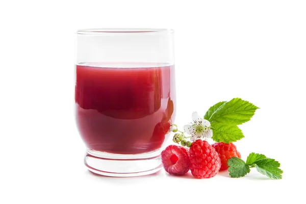 Fresh raspberries and juice — Stok fotoğraf