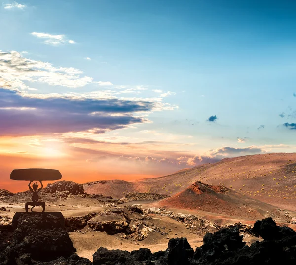 Volcano and lava desert, Canary islands — Stok fotoğraf