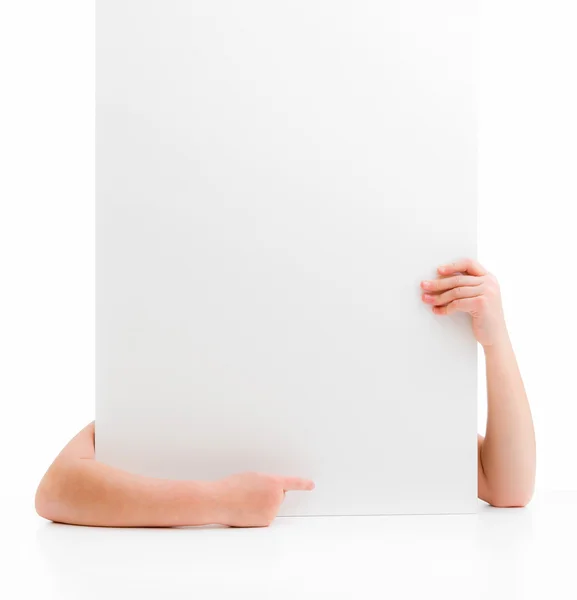 Mãos de uma menina segurando cartaz — Fotografia de Stock