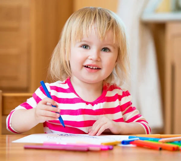 Little girl draws felt-tip pens Stock Picture