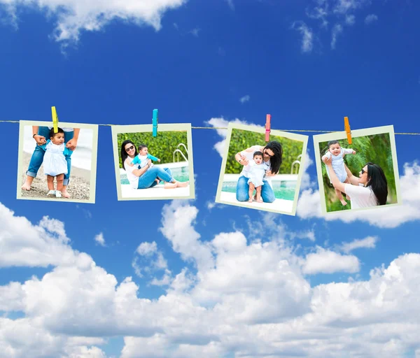 Young mother with  child at the pool — Stock Photo, Image