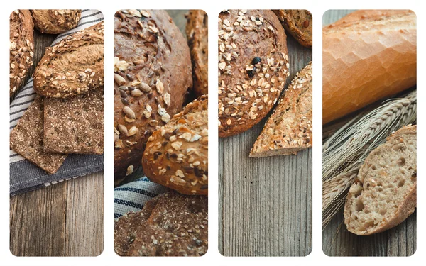 Bread on a wooden background — Stock Photo, Image