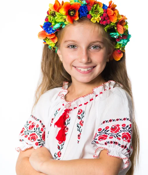 Little girl in the national Ukrainian costume — Stock Photo, Image