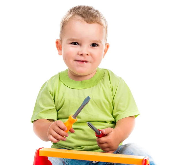 ひょうきんな小さな男の子の肖像画 — ストック写真