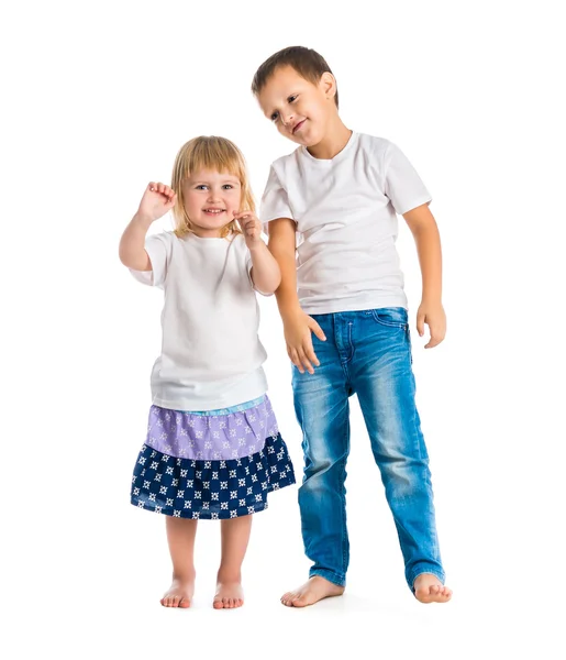 Menina e menino em camisas brancas — Fotografia de Stock