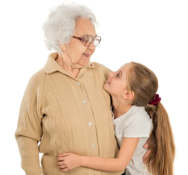 Menina com bisavó — Fotografia de Stock