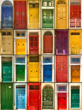 colourful front doors to houses clipart
