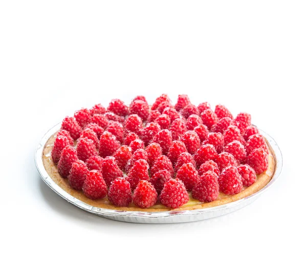 Tart com framboesas no fundo — Fotografia de Stock