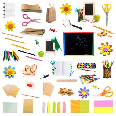 collage of childish stationery clipart