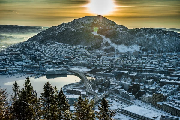 Winter view on Bergen — Stock Photo, Image