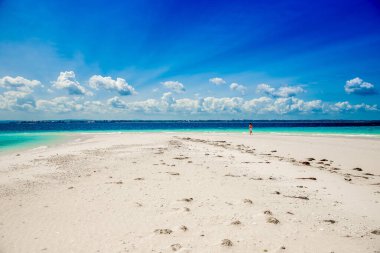 Beyaz Kum ve Turkuaz Okyanus Suyu ile Tropikal Sahilin İnanılmaz Manzarası