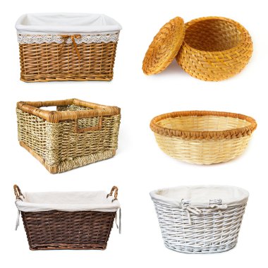 collage with wickered baskets clipart