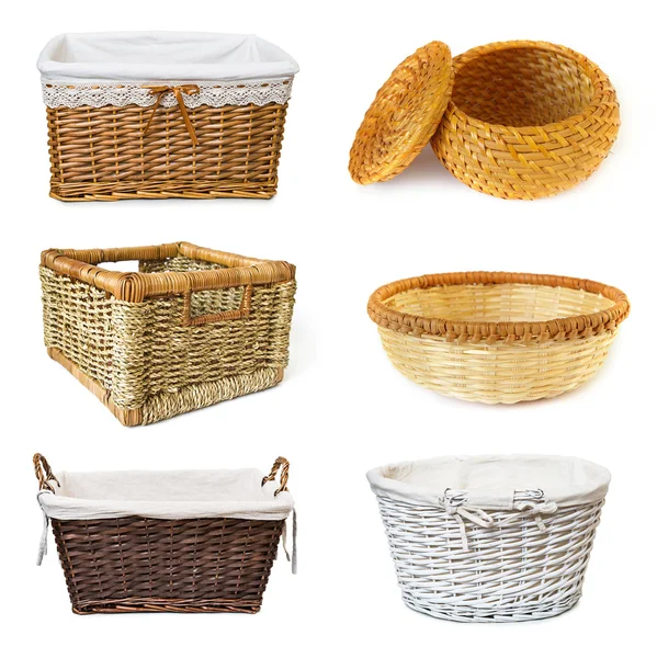 Collage with wickered baskets — Stock Photo, Image