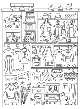 Gardırop ve İçindekiler Yetişkin Renkleri Sayfasının yanında