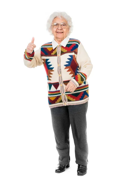 Mulher idosa com polegar para cima — Fotografia de Stock