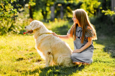 Yazın Doğada Altın Köpekli Kız