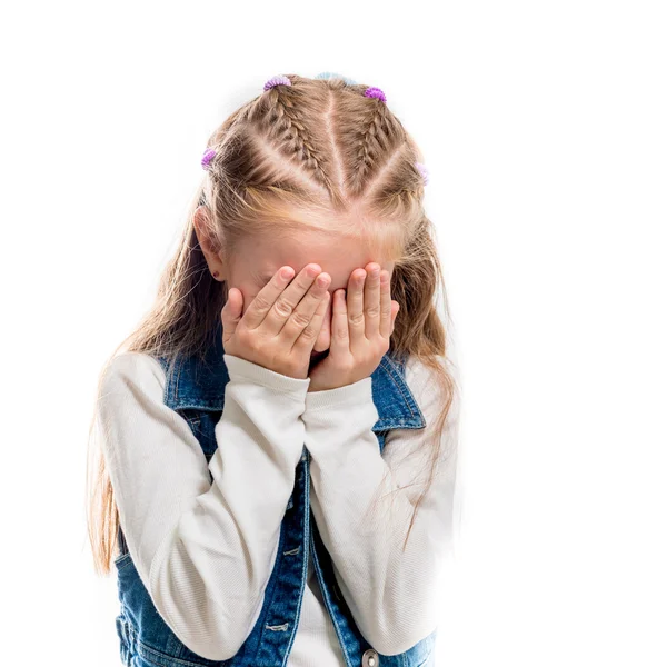 Little girl covering face — Stock Photo, Image