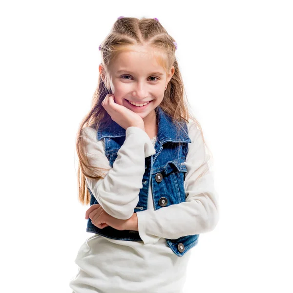 Menina apontando para cima — Fotografia de Stock