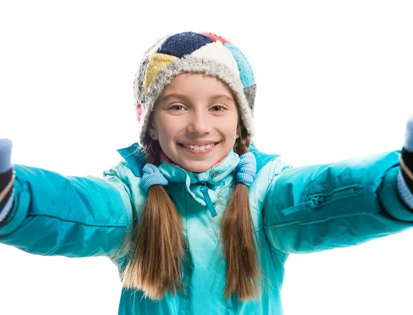 Little girl in warm clothes — Stock Photo, Image