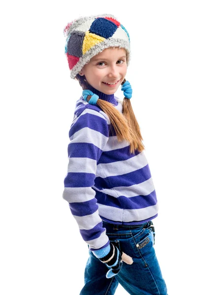 Симпатична маленька дівчинка в теплому светрі — стокове фото