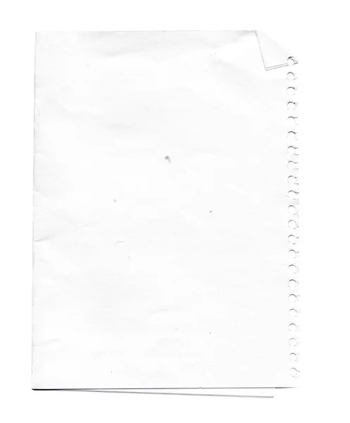 Folha de papel branco isolada — Fotografia de Stock