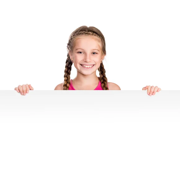 Kleines Mädchen mit weißem Rohling — Stockfoto